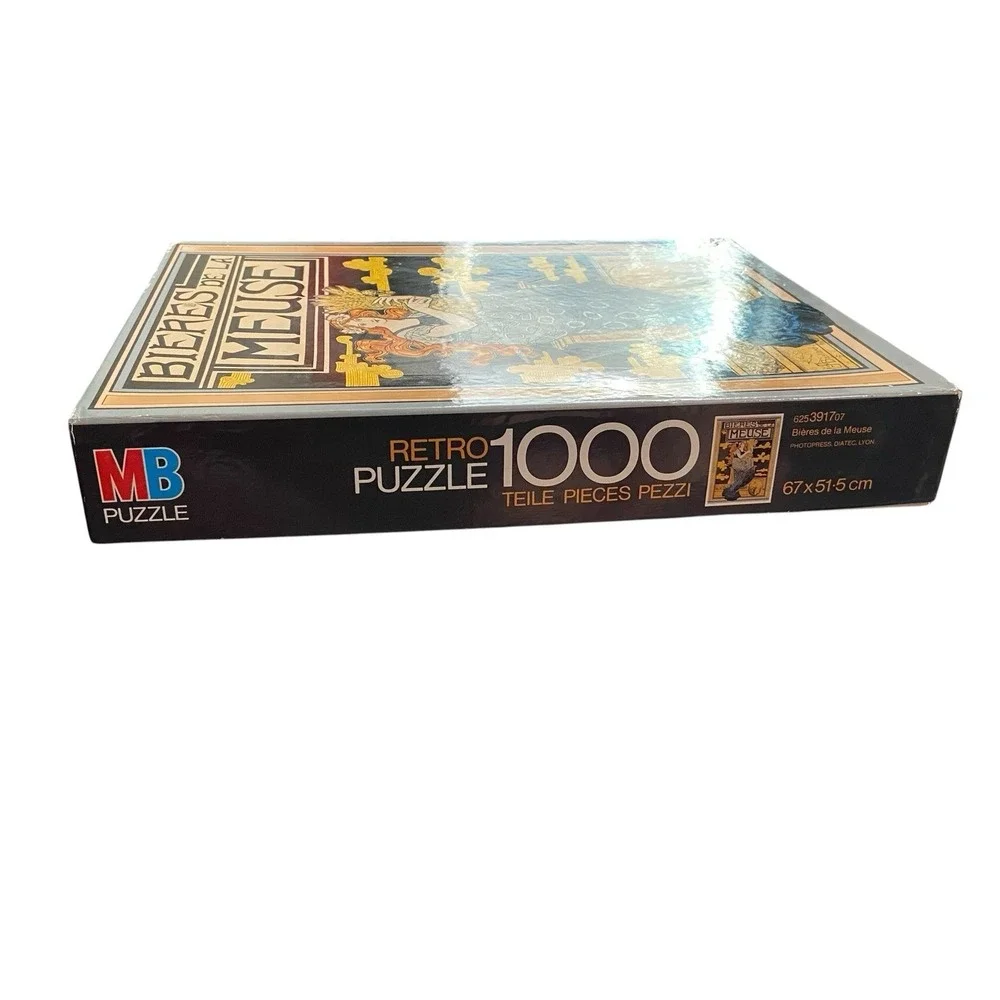 MB Retro 1000 Piece Puzzle Bieres De La Meuse Alphonse Mucha Complete